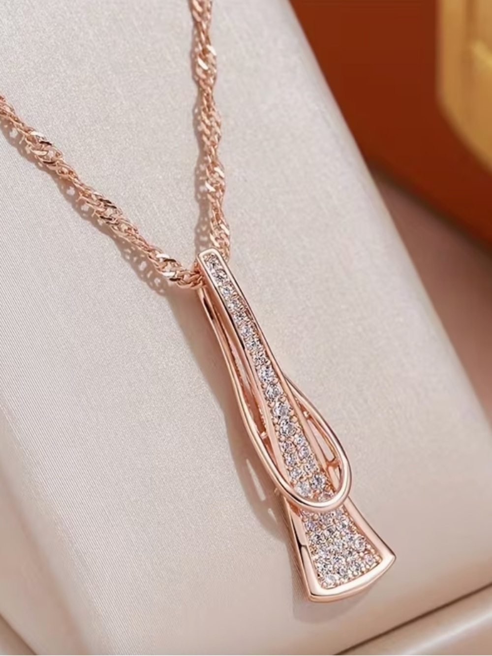 Gold Crystal Teardrop Pendant Necklace.